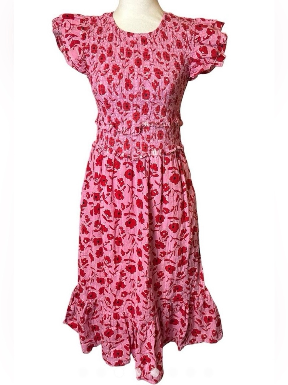 Vineyard Vines Rock Rose Floral Smocked Midi Dress.